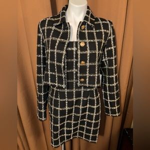 Jason Wu Tweed Plaid Dress and Blazer Set